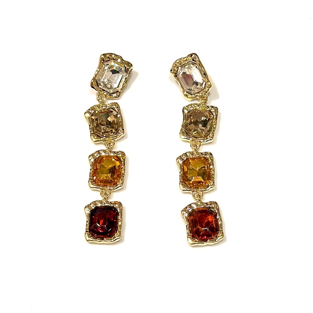 WARM HUES Designer Gemstone Statement Necklace & Earrings Set | NWT - Picture 15 of 16